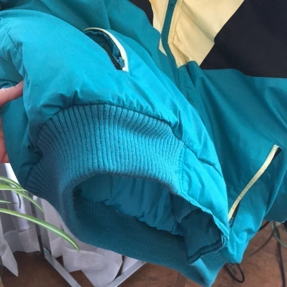 HORIZON Vintage Outerwear Reversible Turquoise Cream Black Puffer Ski Jacket—Lrg - Picture 11 of 16